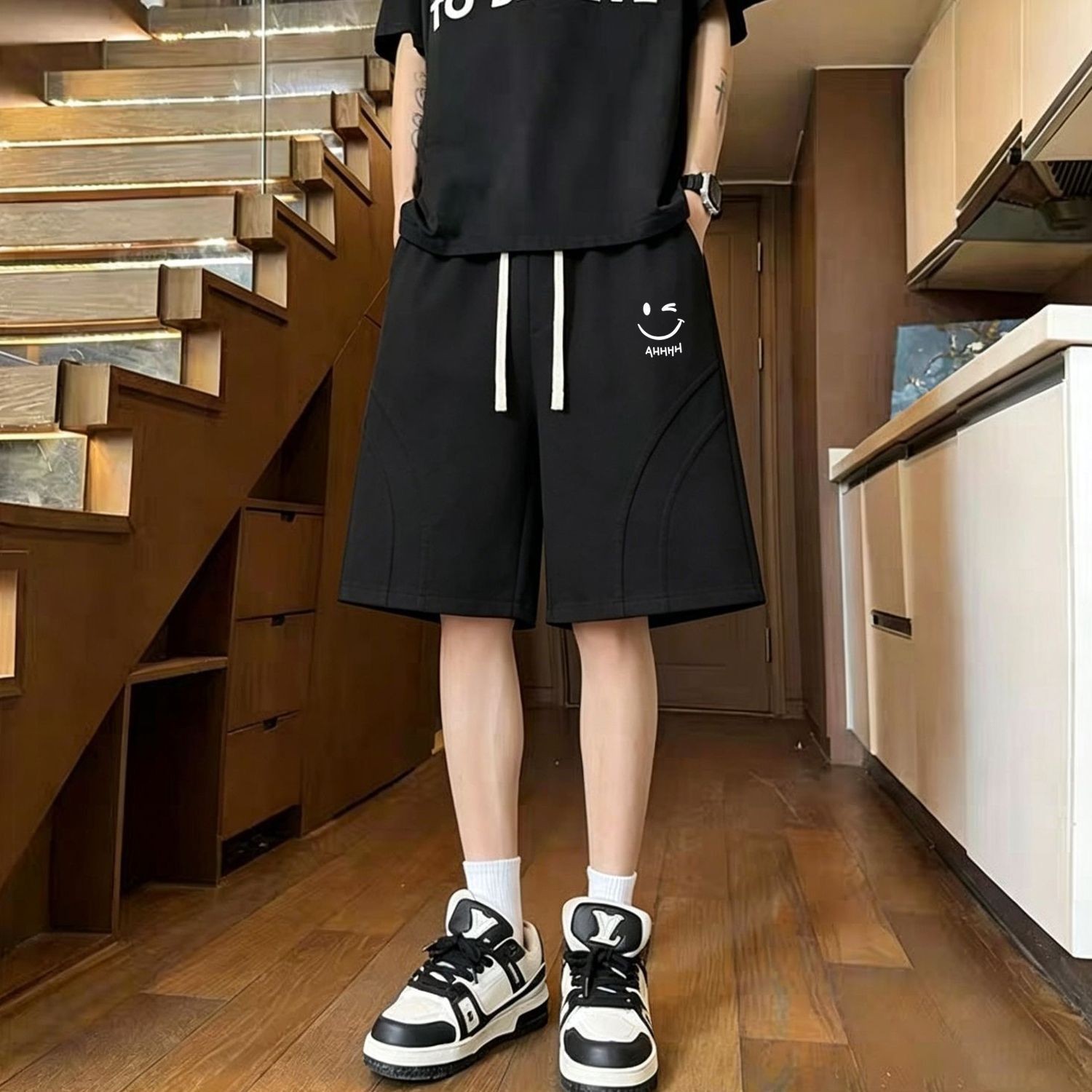 夏季薄款重磅休闲短裤男女生宽松百搭五分裤潮流大码沙滩裤大裤衩