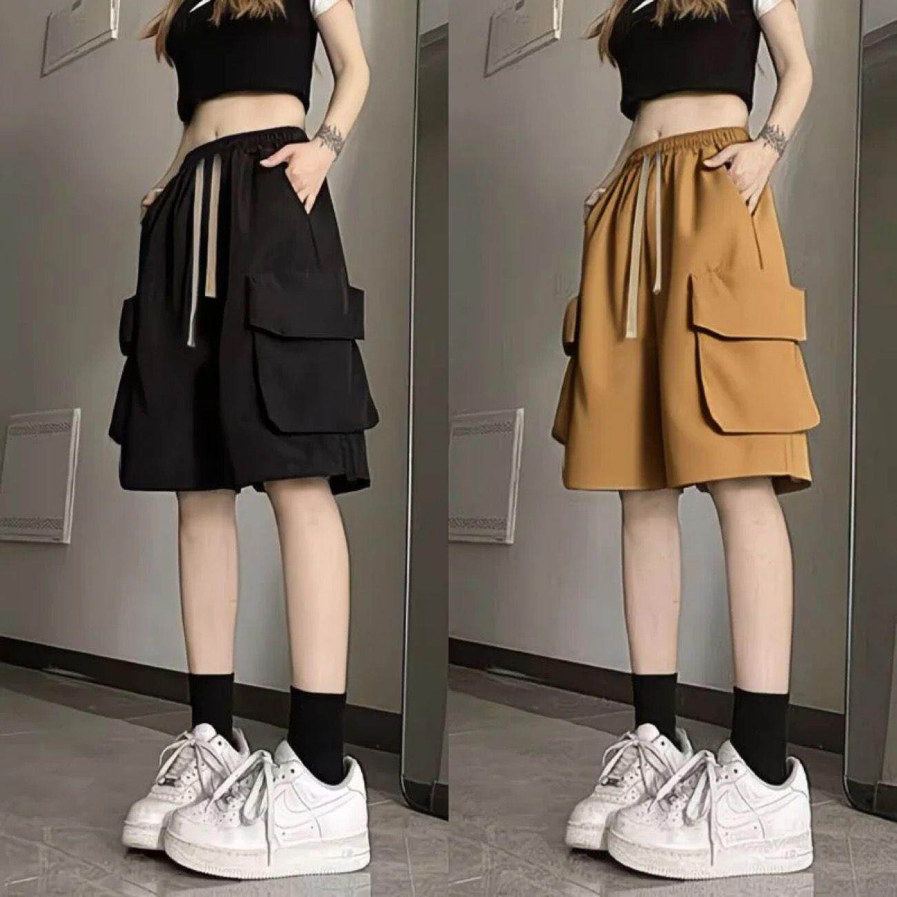 美式潮流工装短裤男女中性风夏天薄款潮流休闲运动外穿五分短裤男