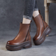 2025秋冬新款 双拉链松糕底增高短靴子真皮厚底马丁靴女英伦风单靴