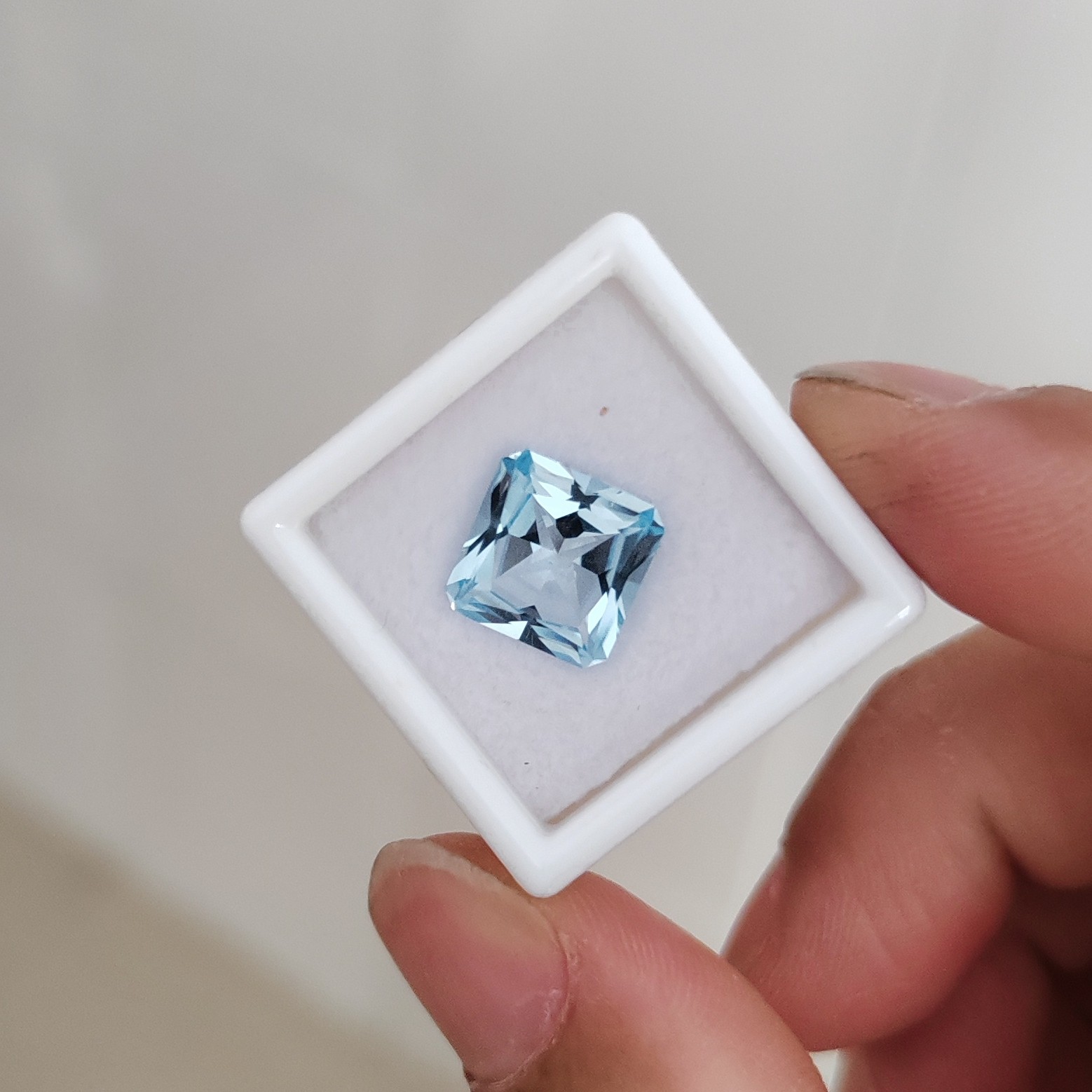 天然天空蓝海蓝宝石色托帕石正方形雷迪恩切工10mm 耳环吊坠戒指图片