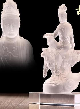 古法琉璃自在观音佛像观世音佛