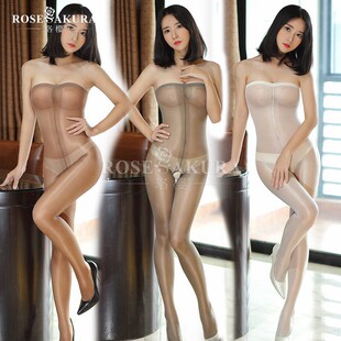 性感诱惑抹胸高腰 袜 T档开裆702 油光丝袜连裤 珞樱油亮闪光丝