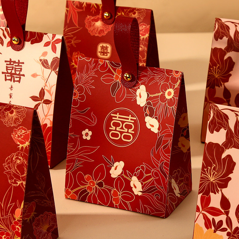 结婚喜糖盒子伴手礼糖果礼盒装婚礼礼糖空盒子2026新款手提喜糖袋