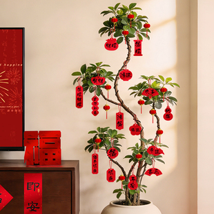 新年绿植挂件小灯笼装饰品2026过年马年盆栽树上挂饰春节氛围布置
