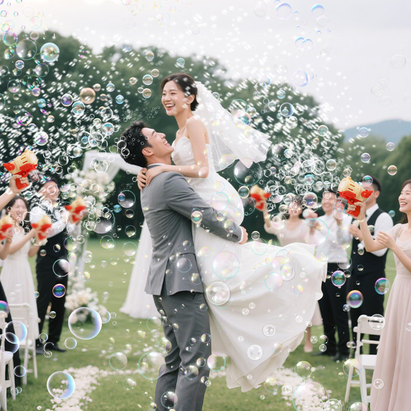 婚礼专用泡泡机手持礼花枪礼炮彩带花瓣婚庆氛围户外结婚拍照道具图片