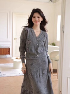 价格咨询.欧洲站原创设计师走秀款 重工高定气质女针织上衣裙子803