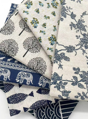 复古蓝色系棉麻桌布布艺餐桌布装饰茶几布长方形台布书桌布高级感