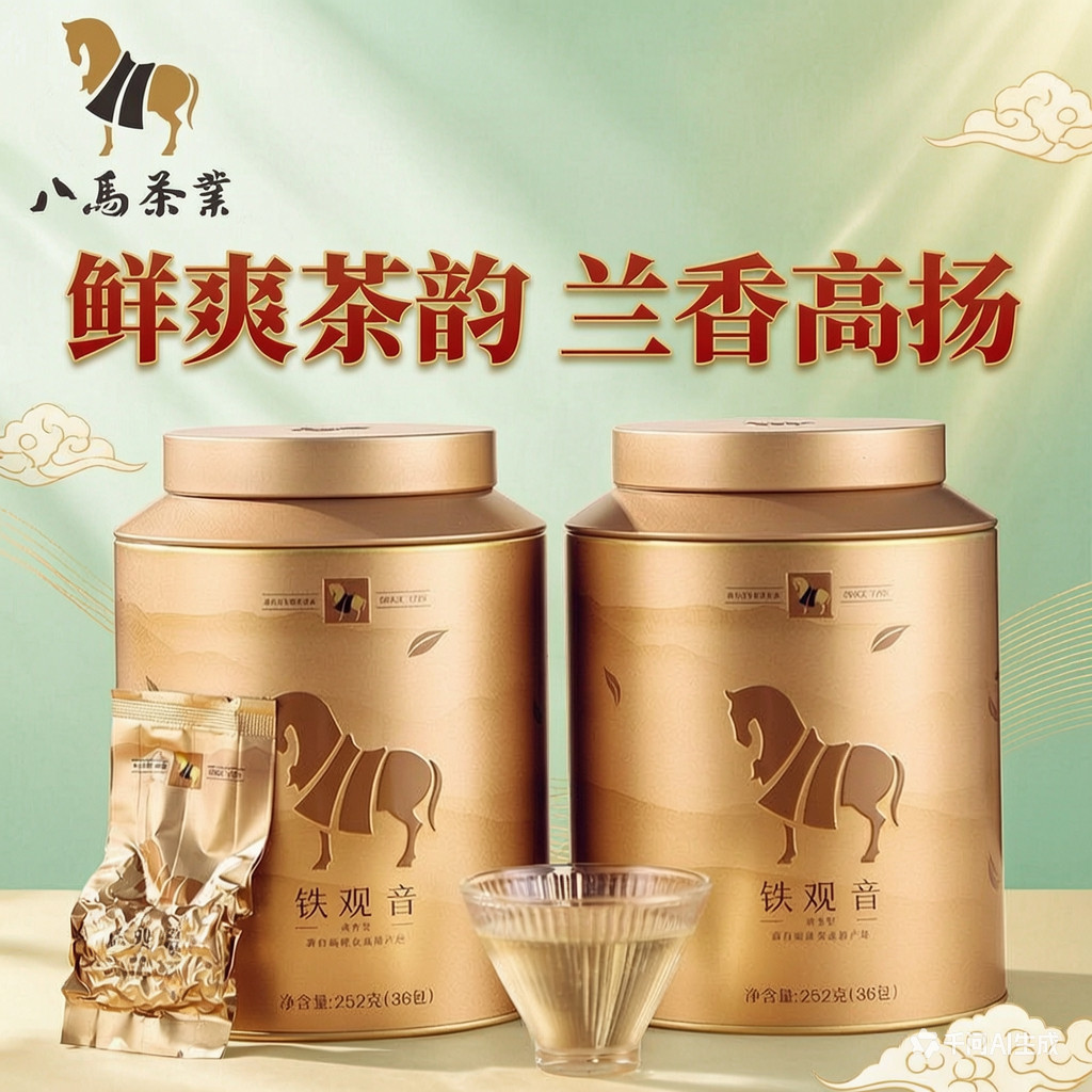 八马茶业 金马罐清香型铁观音安溪兰香乌龙茶罐装504g(252g*2罐)