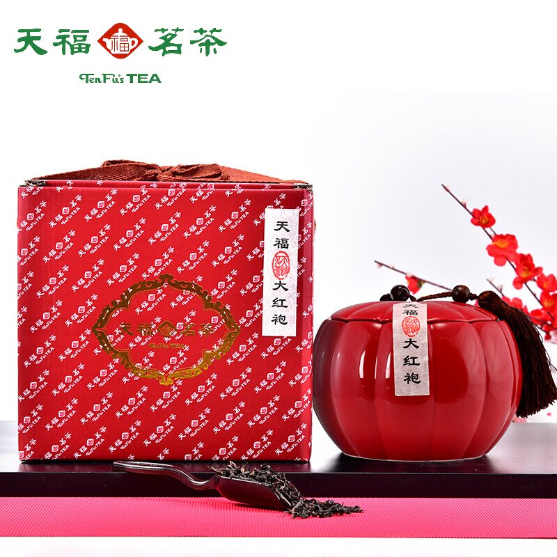 天福茗茶 瓷罐大红袍 武夷山特产茶 福建名茶正宗乌龙茶礼盒200g