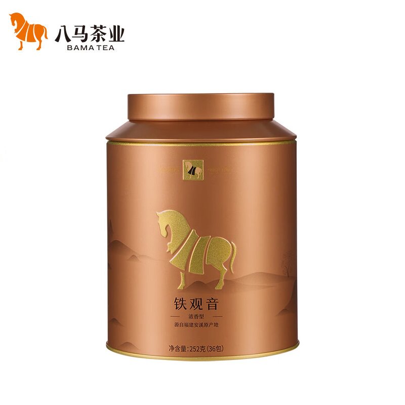 八马茶业 金马罐系列浓香型安溪铁观音 口粮茶叶乌龙茶单罐装252g