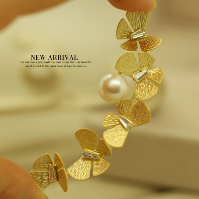 xz392素雅亚光水晶韩版蝴蝶结