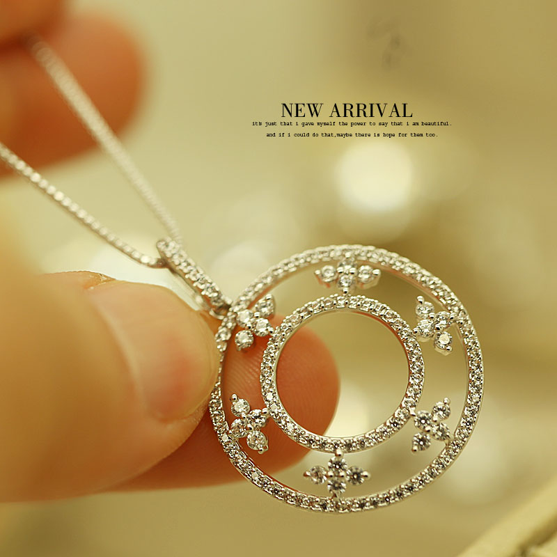 T16银色大圆环合成水晶短项链锁骨链女韩国饰品可爱新款项链颈链