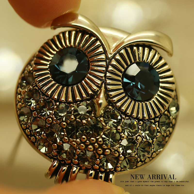 蓝合成水晶韩国饰品领夹别针