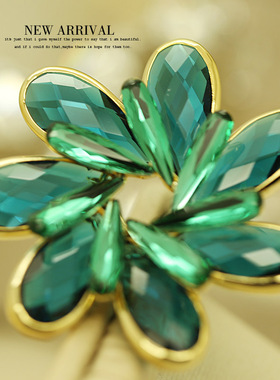 XZ692绿色双层圆合成水晶胸针女高档气质胸花别针西装配饰潮新