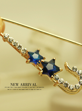 BZ04双锆五星韩版别针水晶胸针女扣针韩国可爱毛衣披肩扣开衫