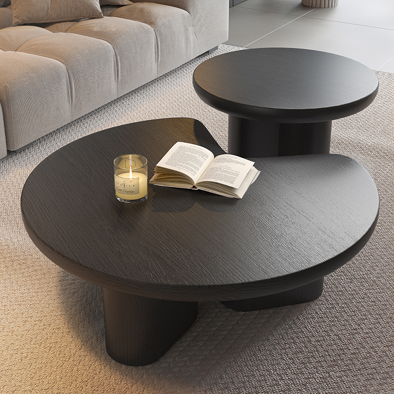 纳威意式极简黑橡木色茶几