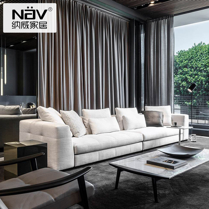 纳威意式极简布艺沙发小户型简约现代轻奢北欧风格直排科技布沙发