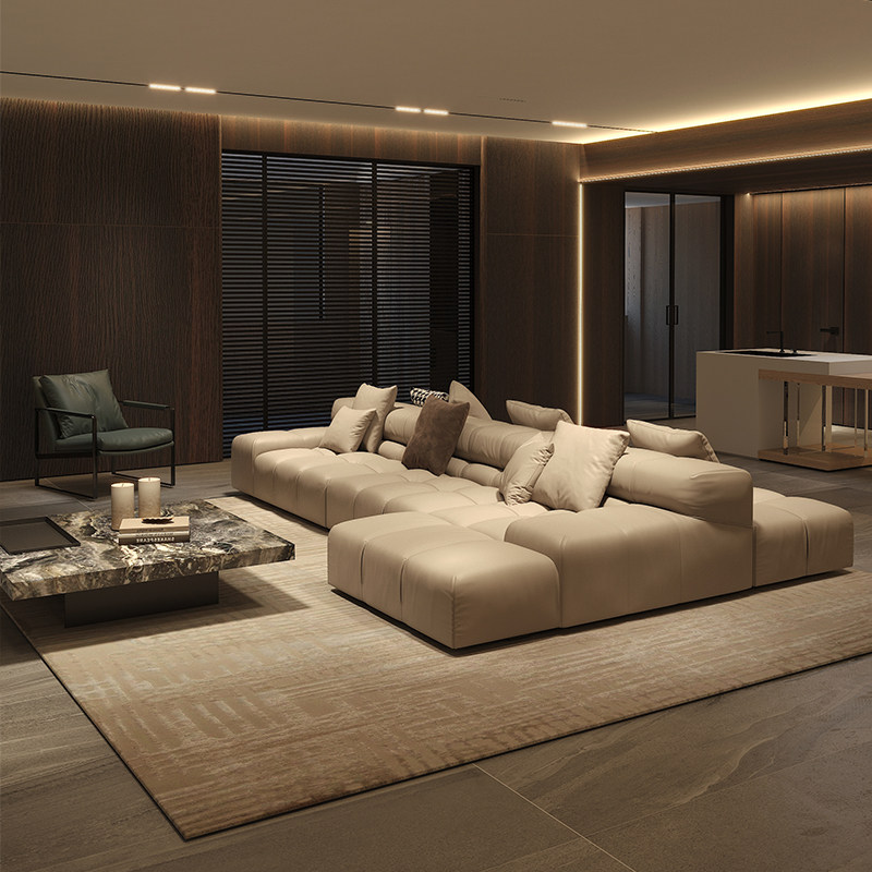 纳威真皮沙发头层牛皮现代简约轻奢意大利高端豪华双面