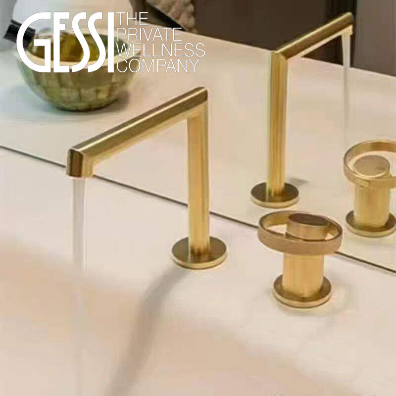 意大利GESSI两孔水龙头ingranaggio冷热台盆艺术全铜双孔龙头戒指