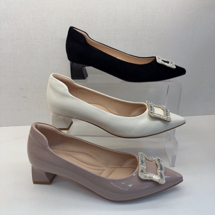 女K75165A 尖头真皮浅口单鞋 KISSCAT接吻猫26春新黑色高跟鞋