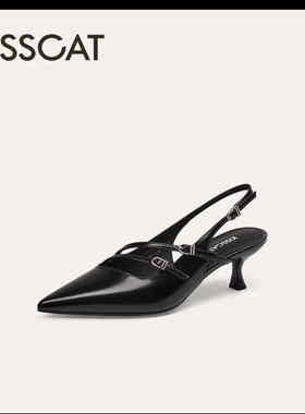 KISSCAT接吻猫2025夏季新款空鞋高跟鞋尖头时装凉鞋女KA65149-11