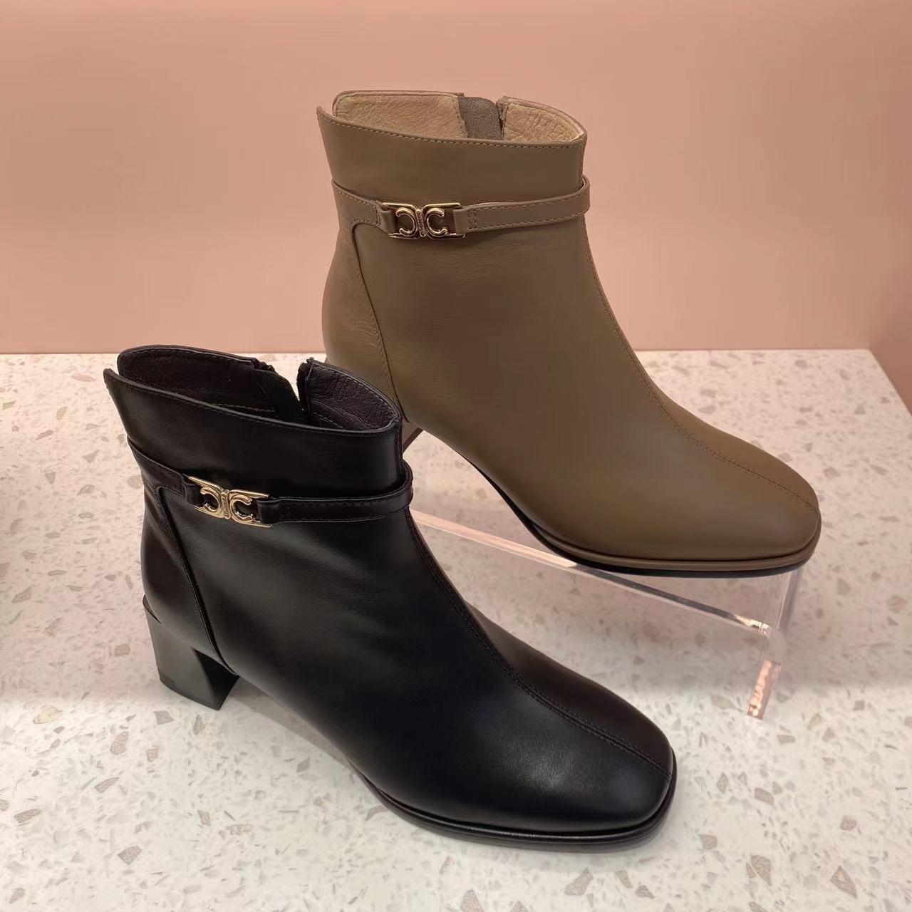 KISSCAT接吻猫通勤时装靴粗跟