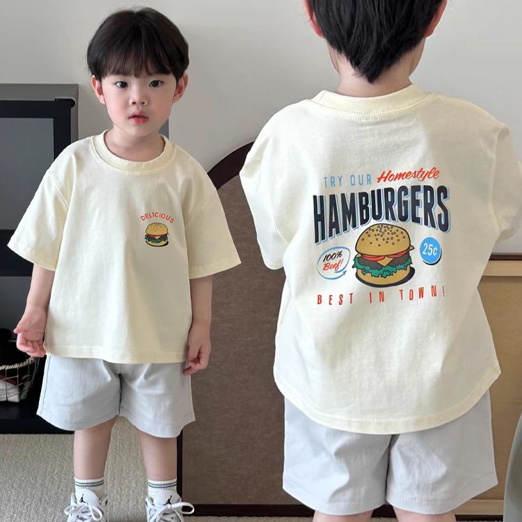 纯棉男童t恤2025夏季衣服中小童宝宝潮牌短袖T恤圆领休闲半袖上衣