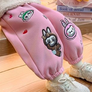 秋冬新款 长裤 休闲裤 子可爱卡通绣花运动裤 保暖裤 女童加绒加厚卫裤