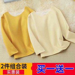 儿童双面德绒打底衫男童女童保暖内衣洋气加绒上衣中大童秋衣秋裤