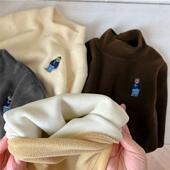 男童女童秋冬装 加厚加绒保暖半高领打底衫 内搭宝宝上衣 冬款 儿童装