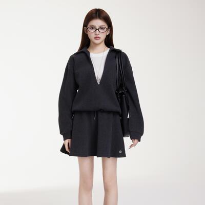 休闲街头半身裙套装美式长袖卫衣