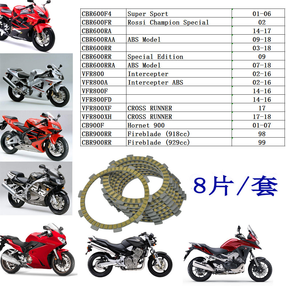 摩托离合器摩擦片CBR600F4F5V