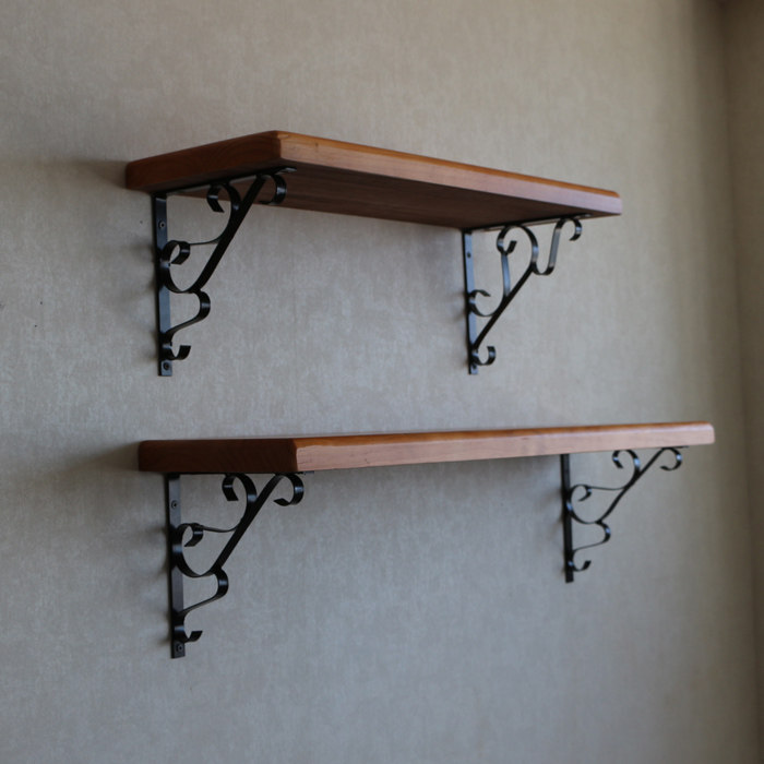 美式一字隔板实木餐厅客厅装饰架壁挂书架三角支架托架墙上置物架