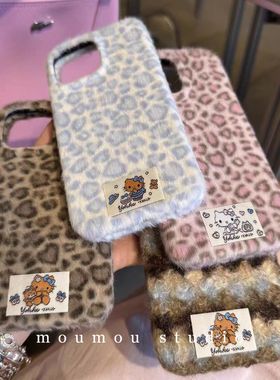 甜酷豹纹毛绒K13TURBO适用OPPO Reno13/12手机壳10/9pro+全包Find X8/14/A2镜头A72/53硅胶A3x防摔A93S