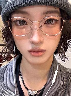 日系超轻猫眼眼镜近视女度数可配眼睛框镜架圆脸显瘦宝骏11907