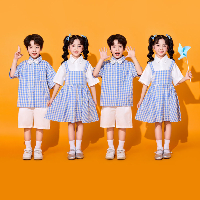 六一儿童演出服合唱服表演小学生运动会蓝色格子啦啦操幼儿园班服,童装/婴儿装/亲子装,儿童演出服,淘宝优惠券,粉丝福利购,淘宝优惠卷