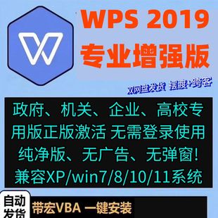 WPS专业增强版企业版2019办公软件纯净版免激活免登录企业定制版