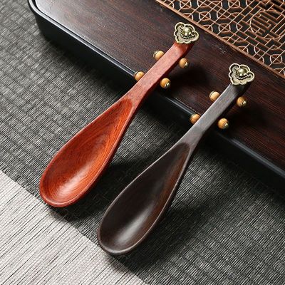 黑檀木琵琶茶勺家用泡茶三件套装