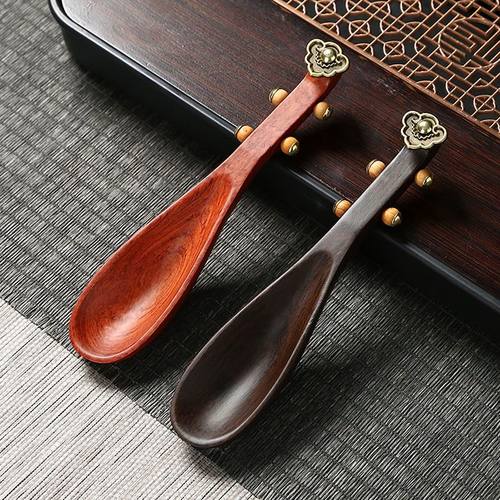 黑檀木琵琶茶勺家用泡茶三件套装