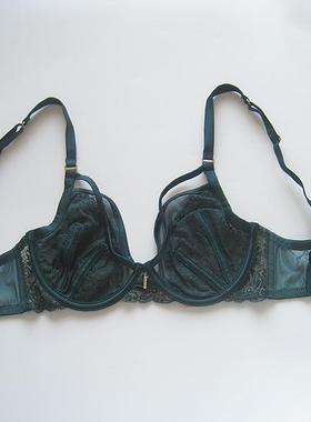 PS~70D绿色系蕾丝内衬网纱薄款有钢圈文胸内搭胸衣钻饰