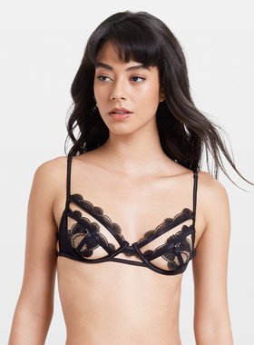 蓝色贝拉~黑色蕾丝性感情趣有钢圈文胸内衣大码90B95D