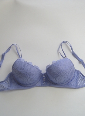 欧~70D75BCE有钢圈淡紫色蕾丝文胸内衣微聚拢上托