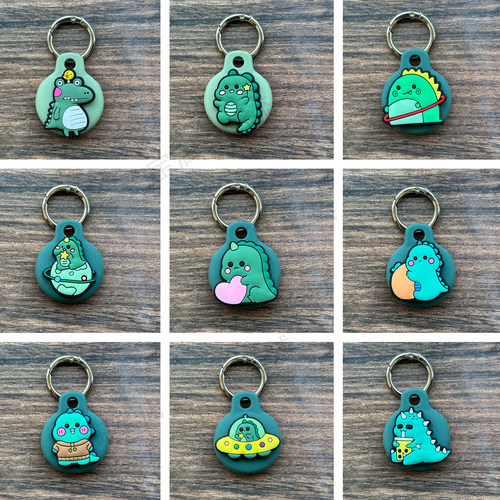 适用苹果Apple Air Tag2防丢器保护套钥匙环扣儿童卡通恐龙定位壳