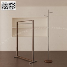 胡桃色服装店展示架落地式中岛架女装店挂衣架陈列架不锈钢展架