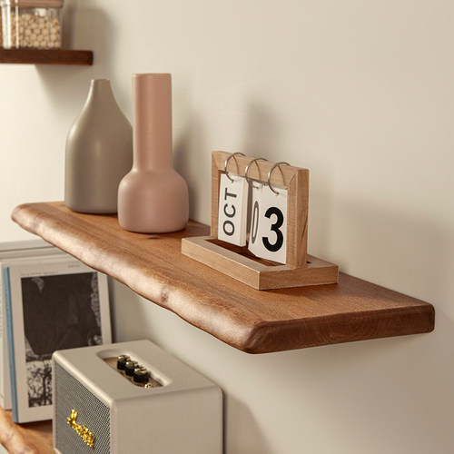 实木榆木一字板置物架卧室客厅厨房墙面木板展示架墙上层板搁板