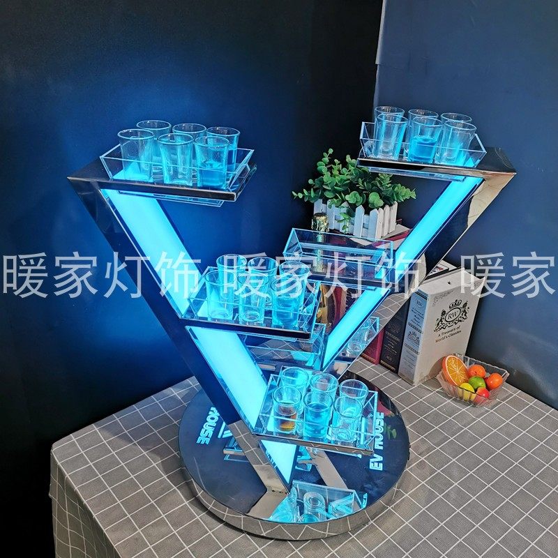 不锈钢杯架酒吧发光酒架V形杯架