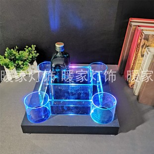 LED两瓶野格鹿头洋酒发光底座酒吧夜场红牛酒托酒架野格洋酒架