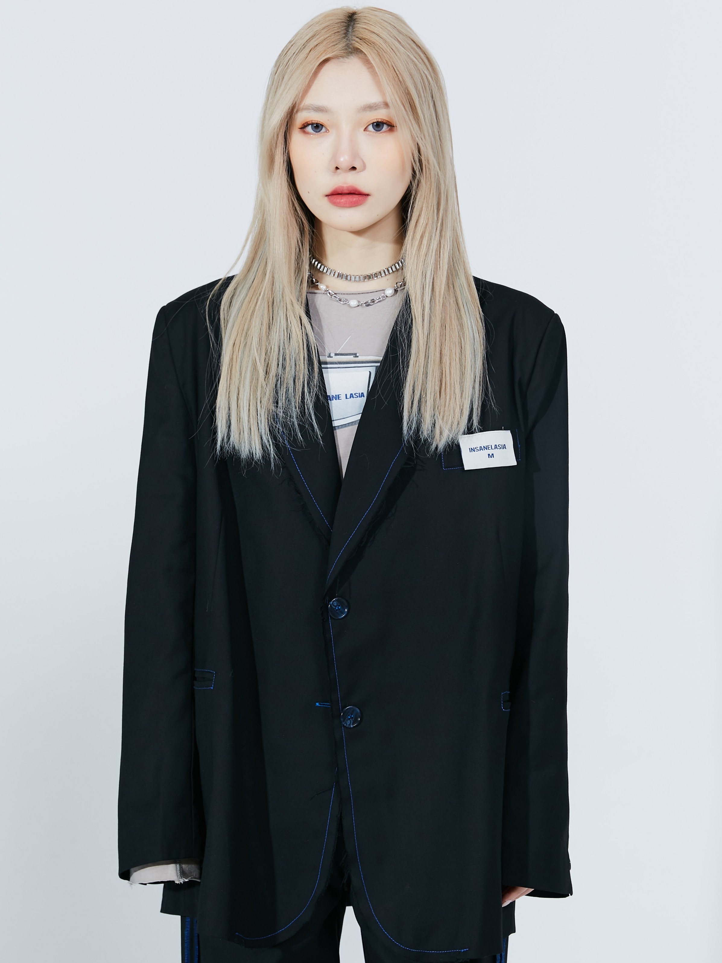 INSNLASIA 21SS original car label stickers raw edge blazer tide brand men's and women's silhouette tops