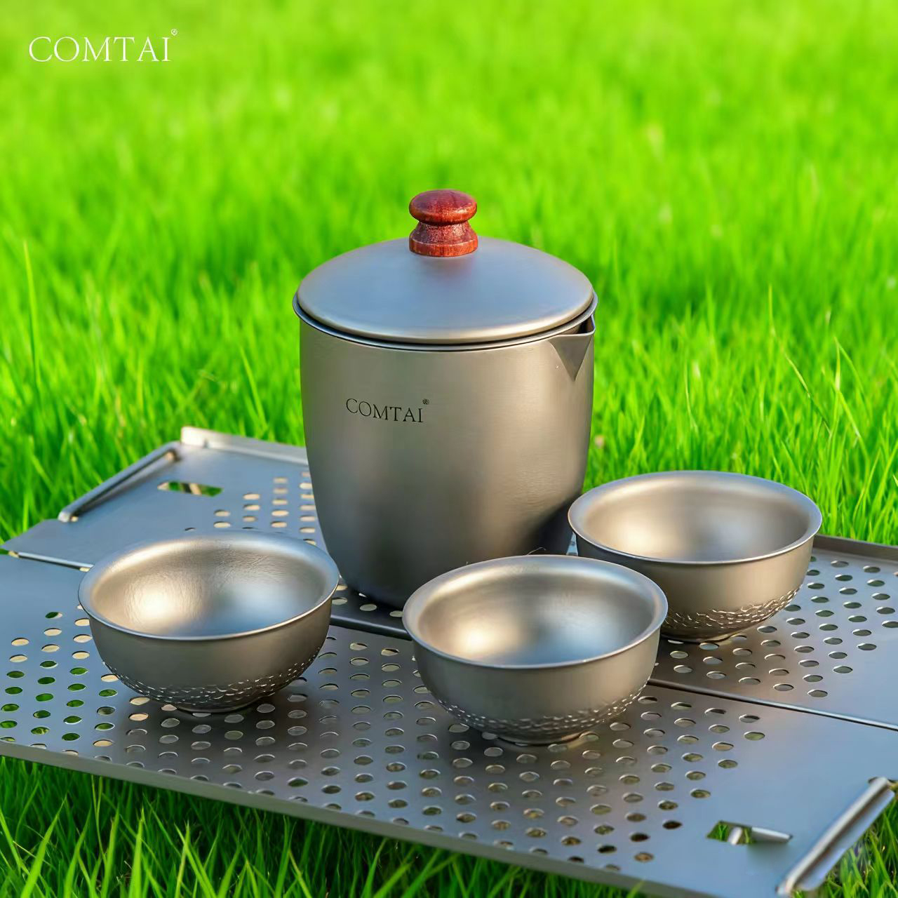 COMTAI纯钛泡茶器壶旅行快客杯套