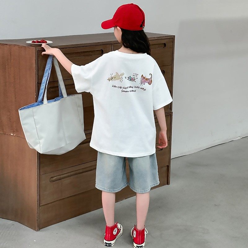 女童纯棉夏装2025新款儿童洋气时髦短袖t恤中大童女孩夏季衣服潮,童装/婴儿装/亲子装,T恤,淘宝优惠券,粉丝福利购,淘宝优惠卷